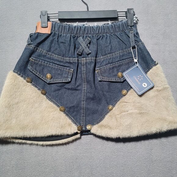 Cyanrose Denim and Fur Mini Skirt Women's Size Small - Picture 4 of 4